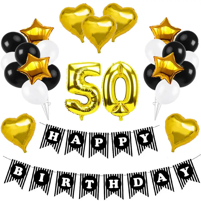 1 комплект набор воздушных шаров на день рождения баннер 50 й надувной воздушный