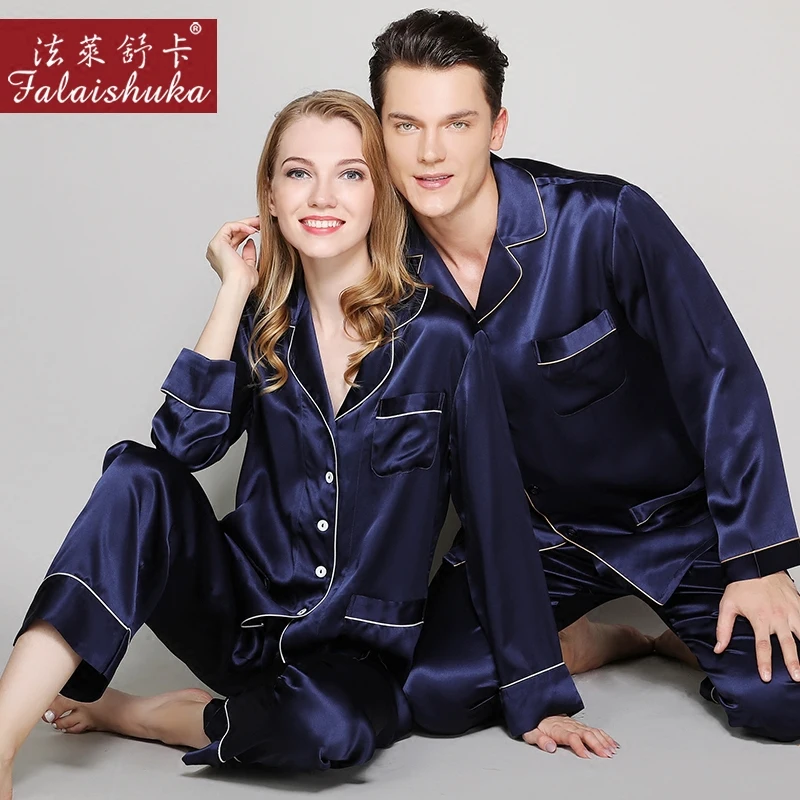 Pyjamas Sets  Woman Solid Autumn100% Silk Stain Women Silk Two Piece  Nightwears Pajamas Sets Sleepwear Homewear  Pajama Set 2xl