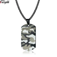 cool camouflage dog tag necklace for men stainless steel soldier army male pendant collar outdoor sport jewelry