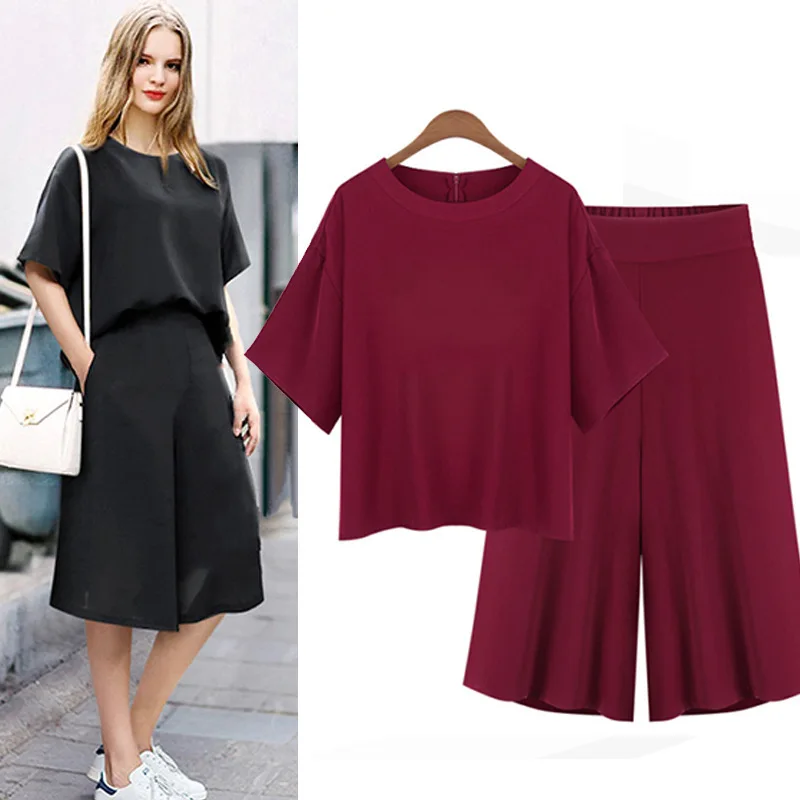 Летний шифоновый комплект из 2 частей спортивный костюм Для женщин короткий