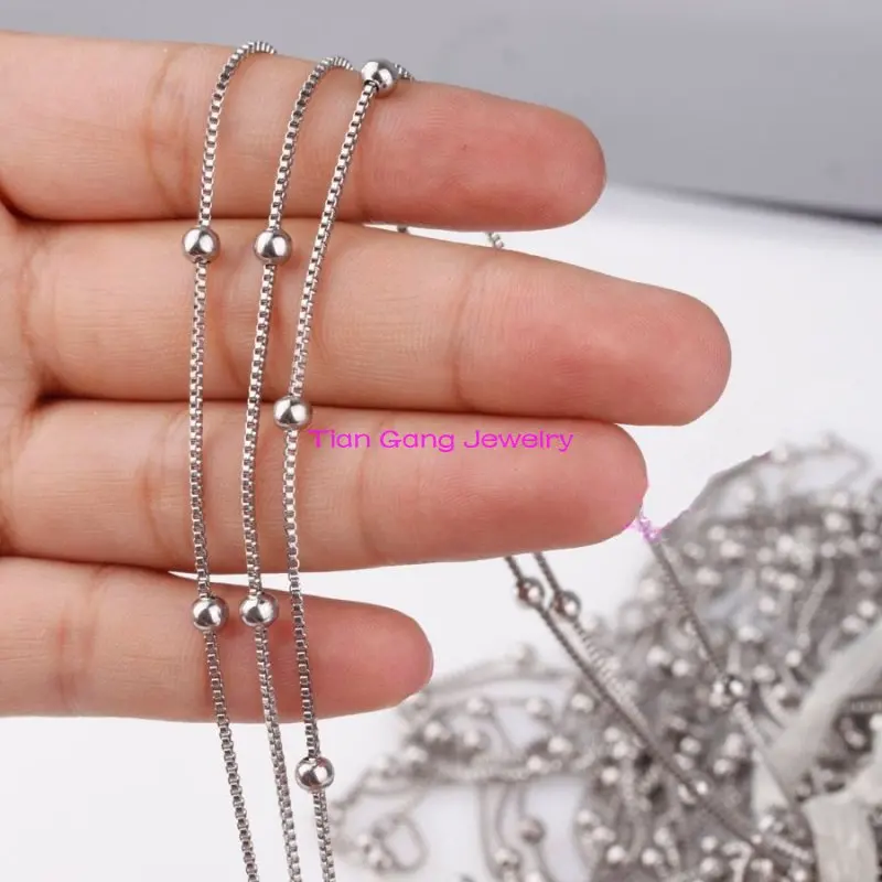 5 метров нержавеющая сталь 2 мм Серебряный цвет круглые бусины коробка цепь DIY в