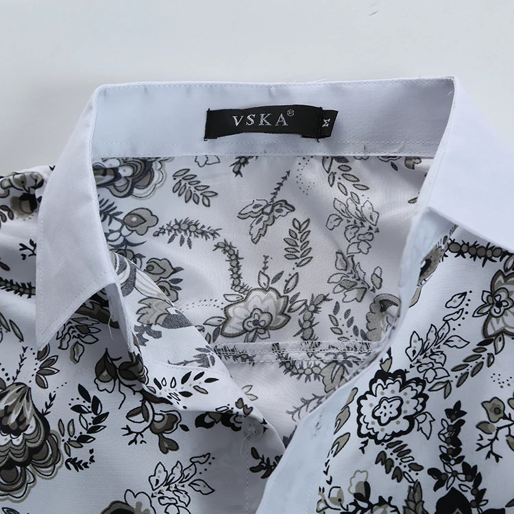 Для мужчин цветок рубашка 2018 Новая осень печати модные Повседневное Slim Fit