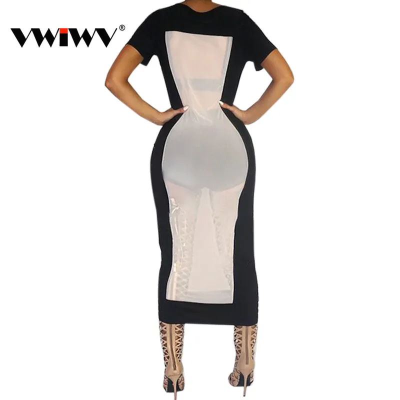 New 2018 Summer Style Women Fashion Mesh Patchwork Dress Casual Short Sleeve O Neck Ankle Length Dresses Vestidos | Женская одежда