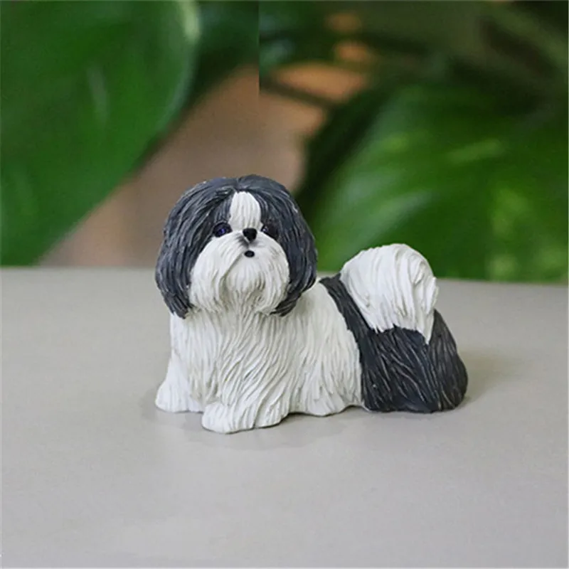 Имитация животного Милая статуя щенка Shih Tzu Изысканная собака креативный
