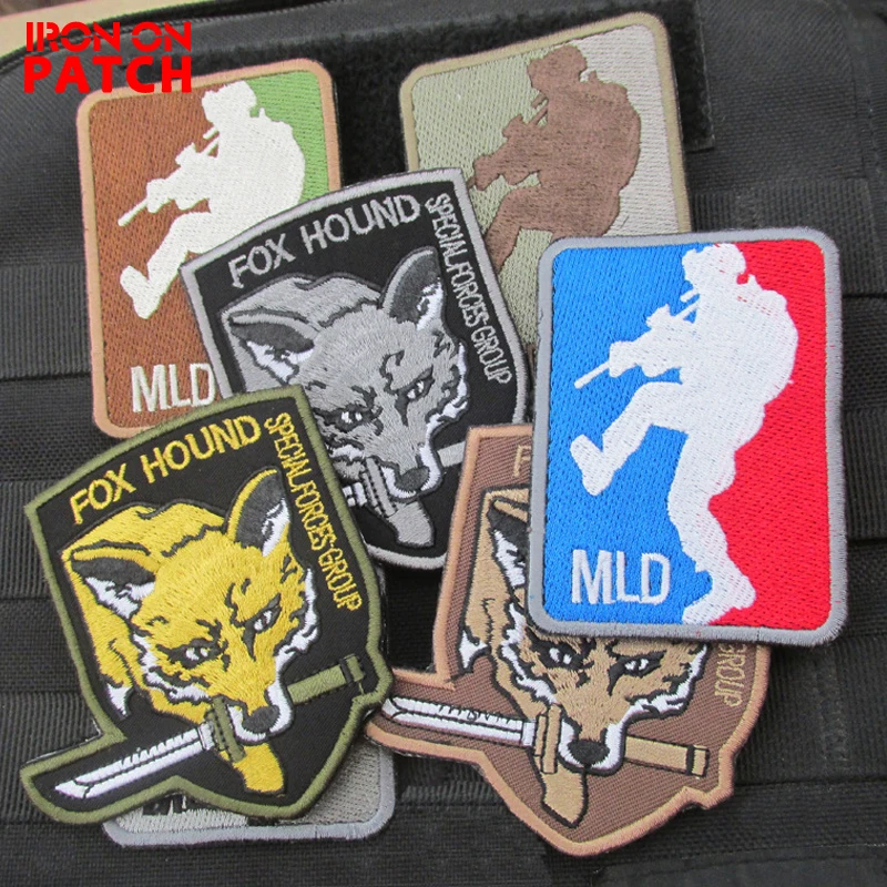 Металлическая Экипировка, одноцветная эмблема Foxhound, нашивка Fox Hound, форма, нашивка, значок Militaria Fox Hound, специальная группа, нашивки