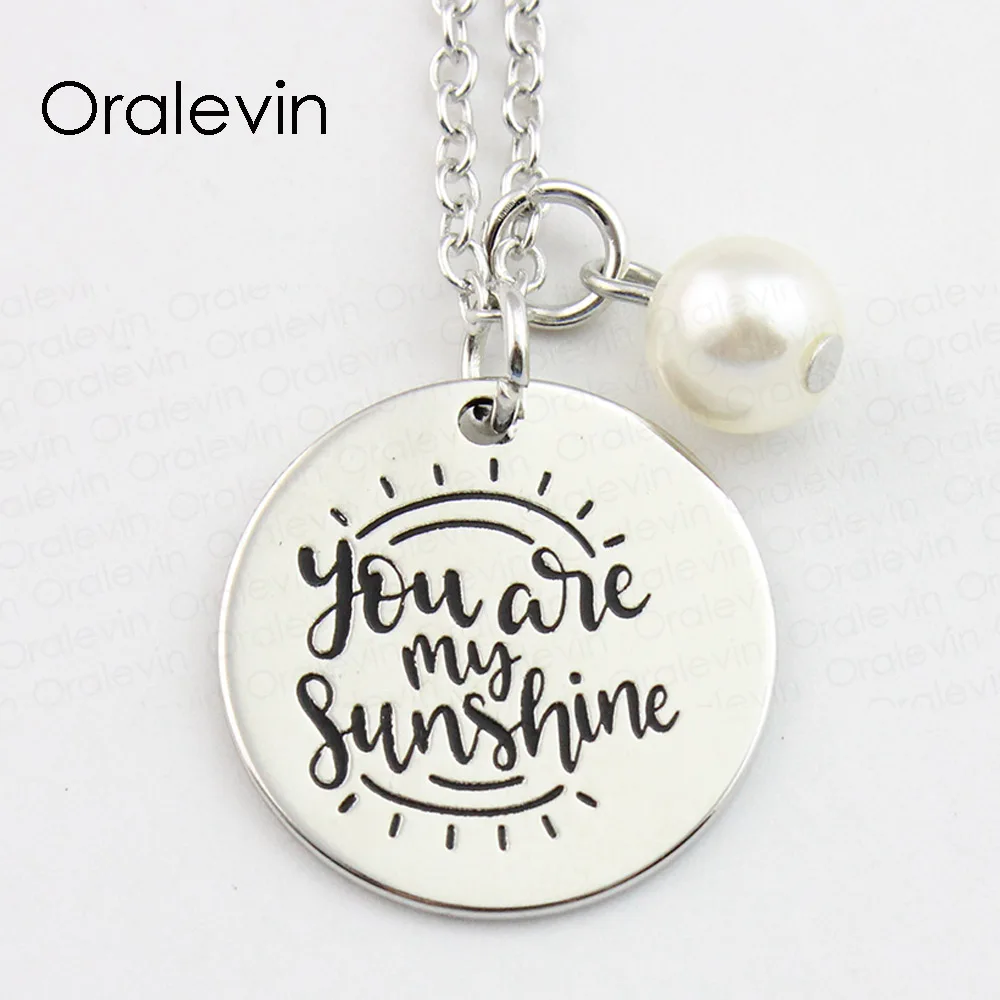 

YOU ARE MY SUNSHINE Inspirational Stamped Hand Engraved Accessories Custom Pendant Necklace Gift Jewelry,10Pcs/Lot, #LN905