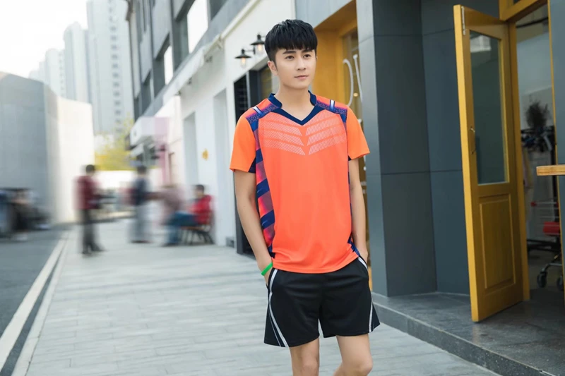 Blue Sports Quick Dry breathable badminton shirts,Women/Men table tennis group game running training Sport V Neck T Shirts