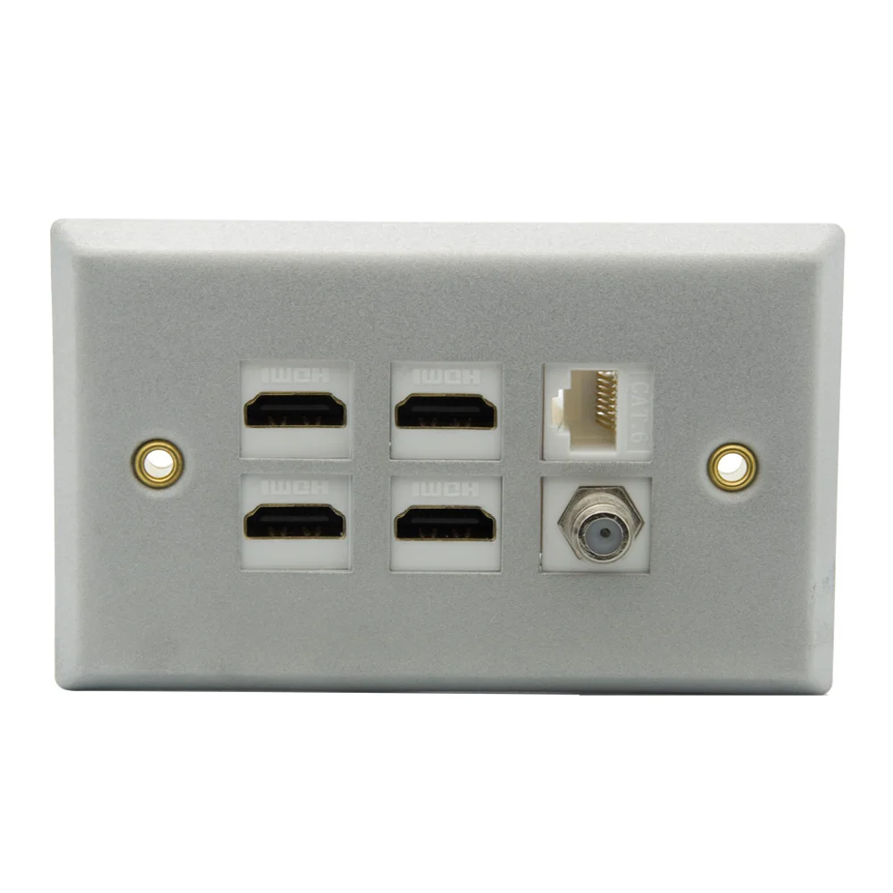 Одноместный стиль алюминиевый Металл 4 порта HDMI 1 порт F головка RG6 Порт CAT6 RJ45 мама