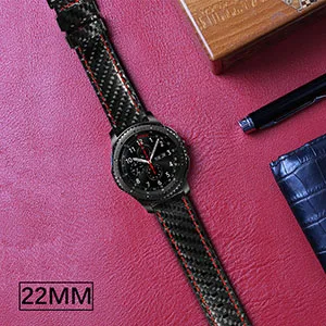 Black-red line AKGLEADER для samsung Galaxy Watch 46 мм 42 м gear S3 S2 ремешок для часов из настоящего углеродного волокна Кожаный ремешок Huami Amazfit 2 наручный ремешок - Цвет ремешка: Black-red line