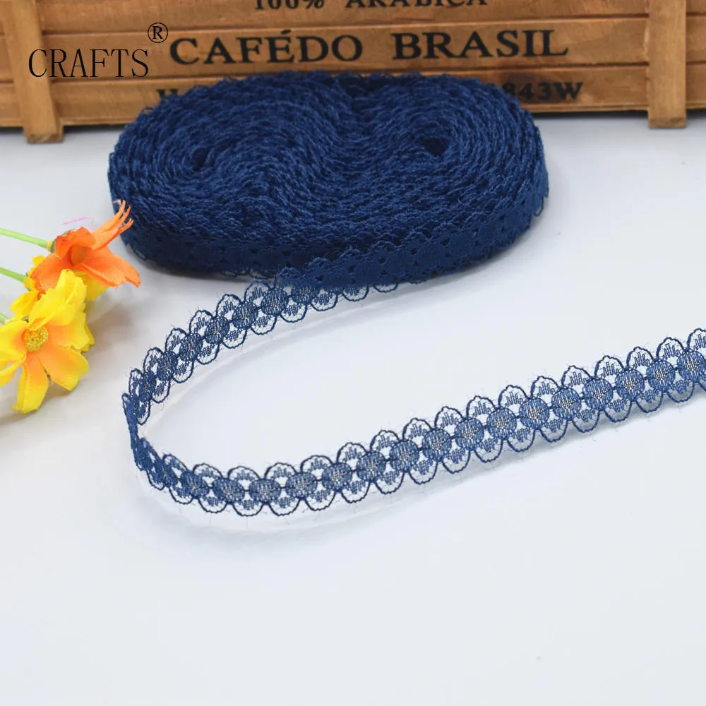 Navy blue 10 ярдов Красивая кружевная вышивка 14 мм широкая кружевная лента DIY аксессуары ткань кружева аксессуары Швейные принадлежности Одежда - Цвет: Navy blue