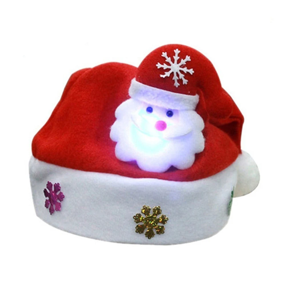 Adults Santa Claus Рождественский светодиодный светильник, шляпа, мультяшный Санта-Клаус/Лось/Снеговик, Рождественская шапка для взрослых детей, может CSV - Цвет: Adults Santa Claus