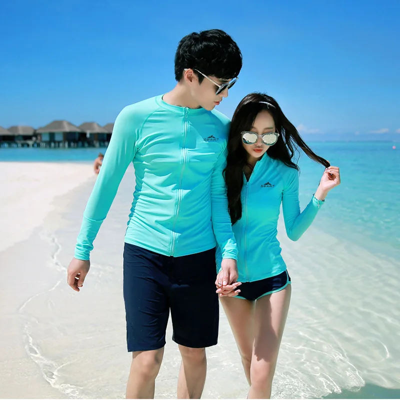 Женский и мужской комплект из рубашки леггинсов с длинными рукавами на молнии