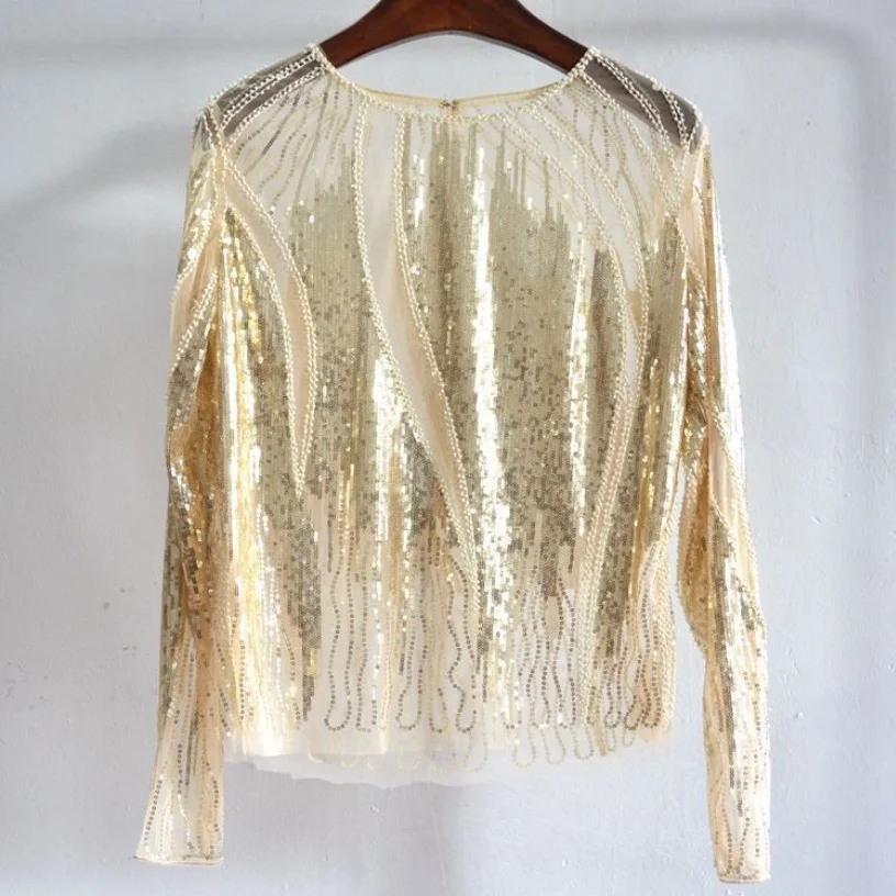 Блузка женская с длинным рукавом и блестками|blouse fashion|fashion blousesblouses tops |