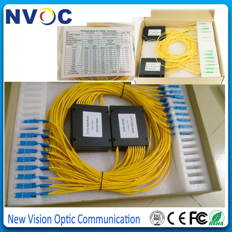 2 шт./лот FTTH 1*8 Волоконно-Оптический Сплиттер PLC Коробка ABS с разъемом LC FC SC ST UPC SM 0 мм