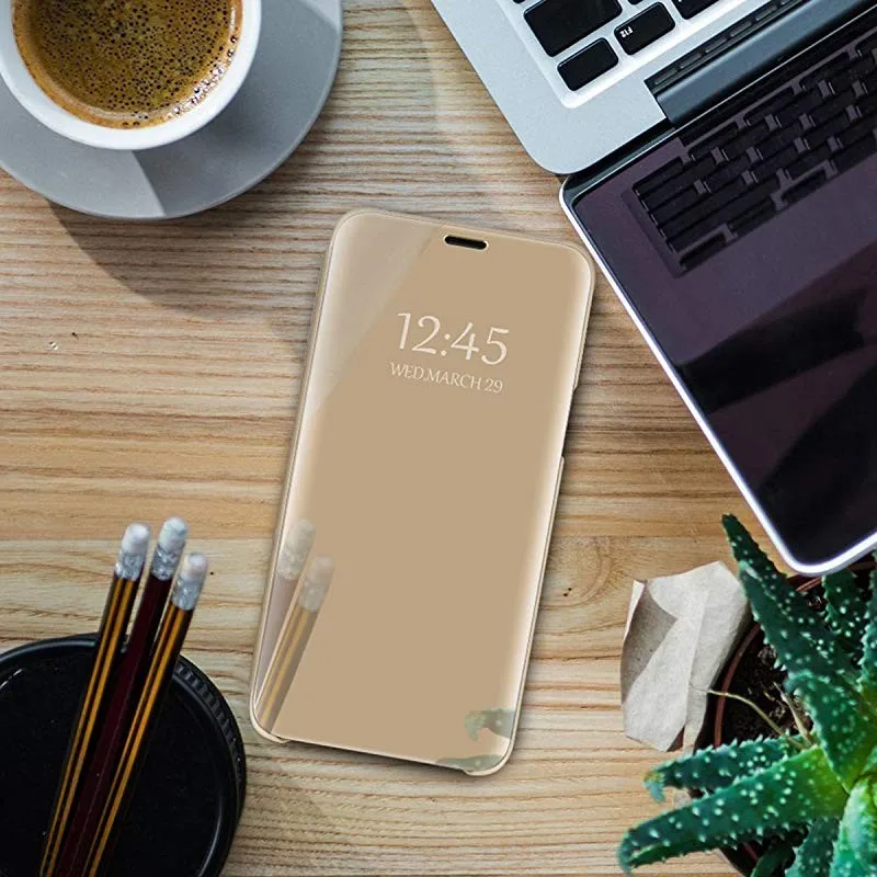 Зеркальный умный чехол для LG V50 ThinQ прозрачный из искусственной кожи