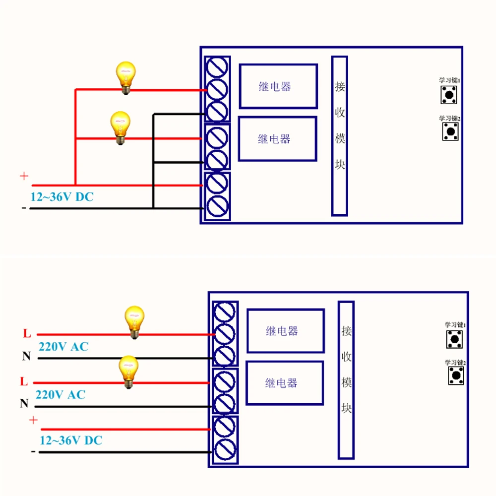 Передатчик дальнего действия 200-3000 м AC DC 12V 24V 36V 2 CH 8A мини-приемник беспроводной