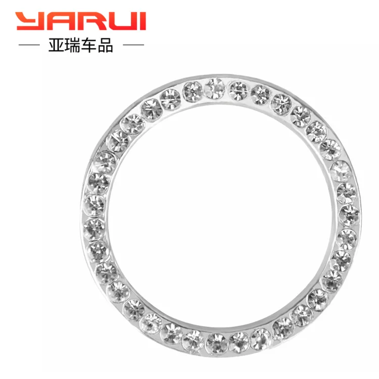 4 шт Bling Crystal Rhinestone Кнопка зажигания автомобиля кольцо автомобильная эмблема