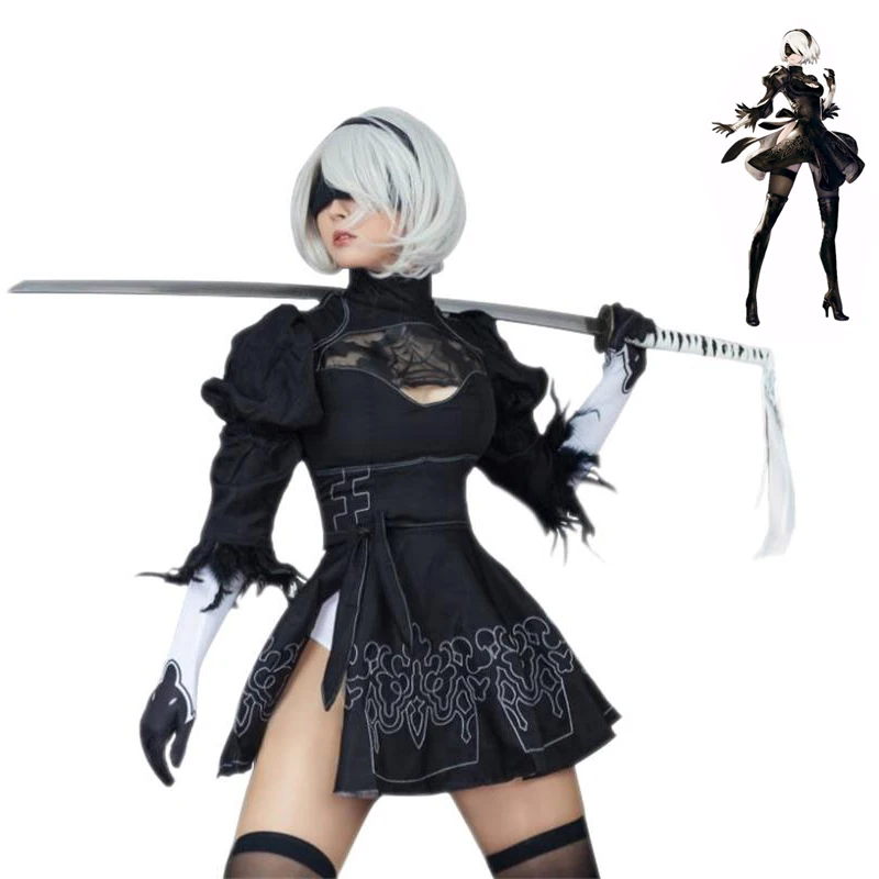 2019 аниме Nier Automata Yorha 2B Косплей Костюм Аниме женский наряд Маскировка Набор
