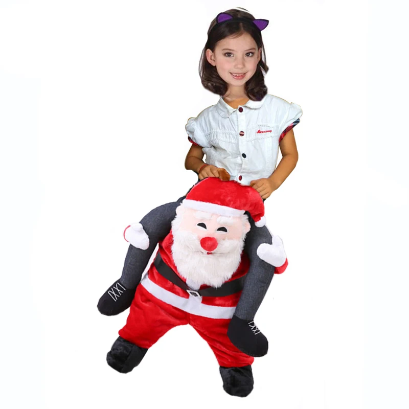 2018 Adult Kids Novelty Santa Claus Ride on Costume Christmas Carry Back Funny Suit Mascot Unisex Cosplay Clothing |