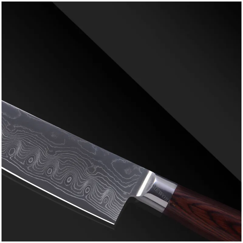 Горячие продажи Дамаск ножей 7 дюймов нож santoku 71 слоев из дамасской стали кухонные