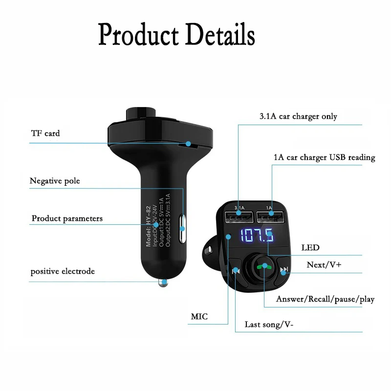 Fm передатчик Aux модулятор громкой связи Bluetooth автомобиль автомобильный комплект