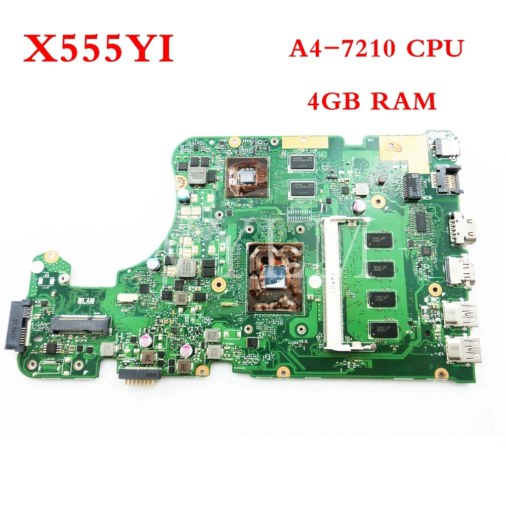 

X555YI A4-7210CPU 4GB RAM Mainboard REV2.0 For ASUS X555D A555D X555DG X555YI Laptop Motherboard Tested Working 90NB09C0-R00020