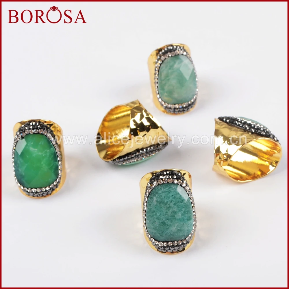 BOROSA натуральный амазонит & 100% австралийский зеленый камни друза кольцо золотой
