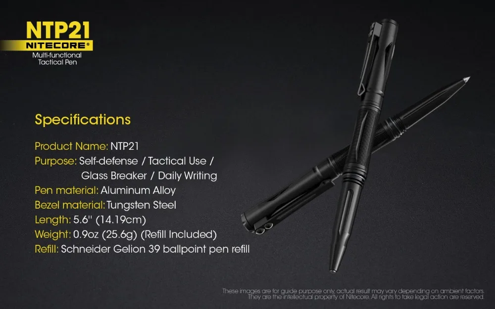 NITECORE NTP21 Многофункциональный тактический светильник ручка-вес использования для самообороны, стекло Выключатель