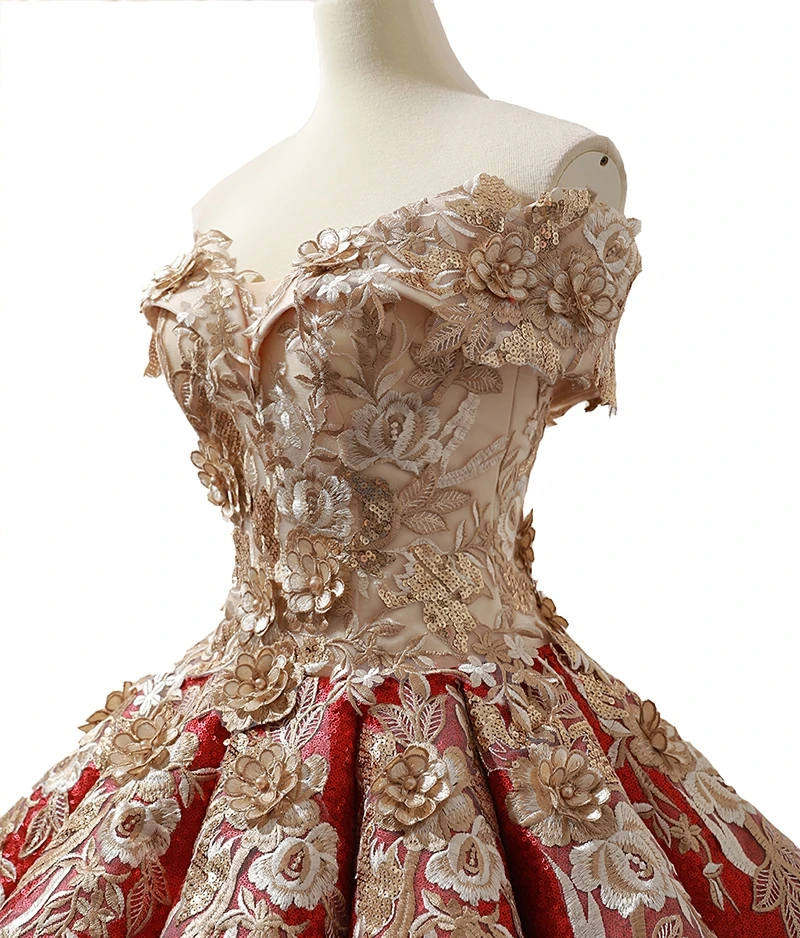 J66704 janceber красное 15 лет Quinceanera платье с открытыми плечами пышные бальные платья