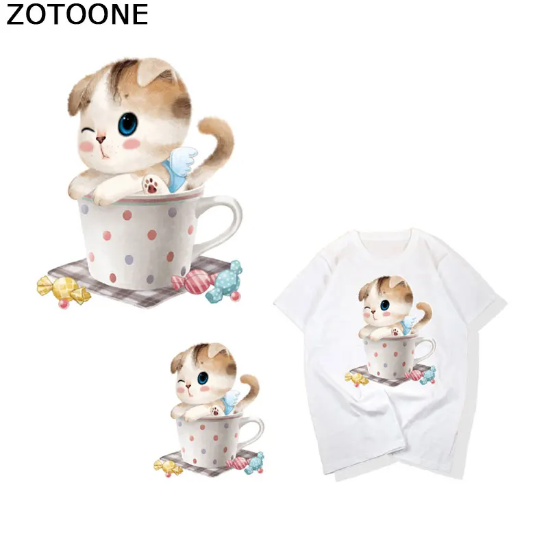 Футболка ZOTOONE с рисунком кошки Милая футболка принтом из мультфильма для мужчин и