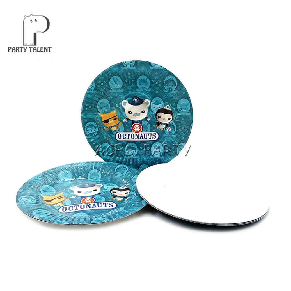 Вечерние принадлежности 8 шт. 7 дюймов Octonauts тематические вечерние одноразовые столовые приборы бумажная тарелка посуда белый картон с пищевой пленкой