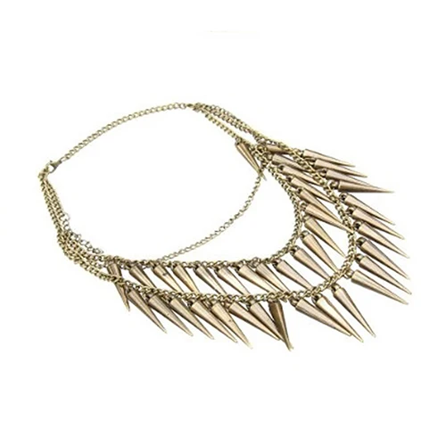 New! Women Multilayer Sharp Spike Rivet Tassels Chain Bib Necklace Punk Neck Jewelry | Украшения и аксессуары