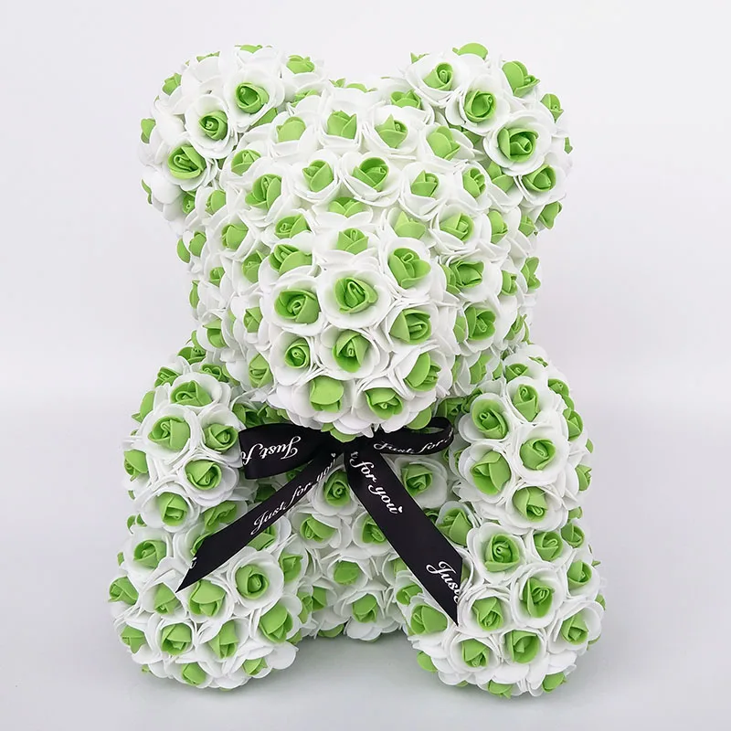 Double color green Медвежонок розы медведь цветок свадебный декоративный цветок для дома юбилей, День Святого Валентина Подарочные цветки - Цвет: Double color green