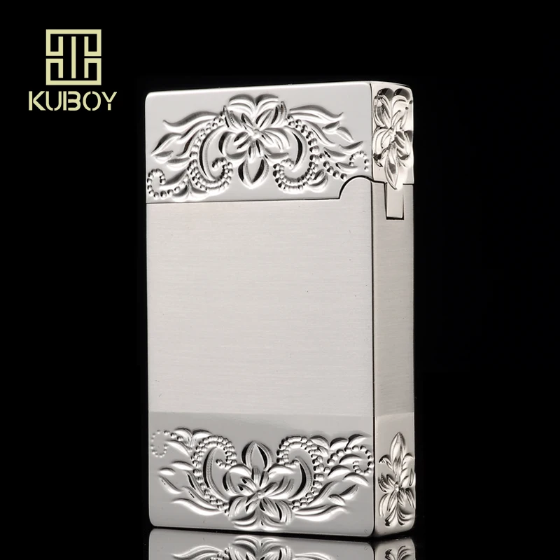Высококачественная брендовая газовая зажигалка KUBOY белый матовый никель