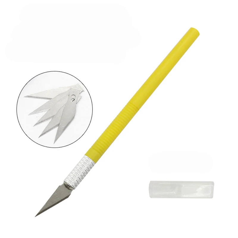 Yellow Jewii 7 шт. ремесло произведение искусства режущий нож 1 Ручка ножа 6 лезвий DIY ремонт ручные инструменты скульптура нож для скальпеля - Цвет: Yellow