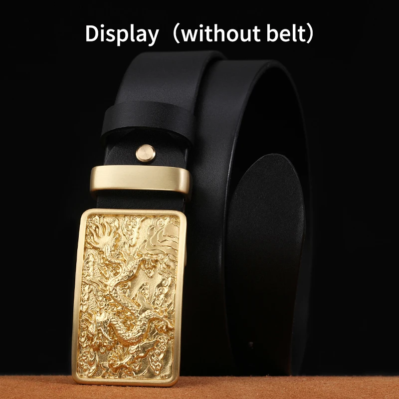 High Quality Belt Buckle for Men 100% Solid Brass Copper Antique Retro Chinese Dragon Embossed |