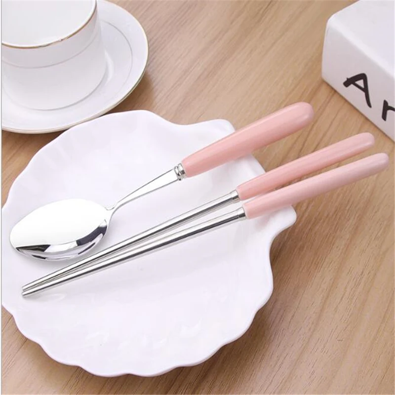 Портативный набор столовых приборов из нержавеющей стали 3 шт. для детей пикника