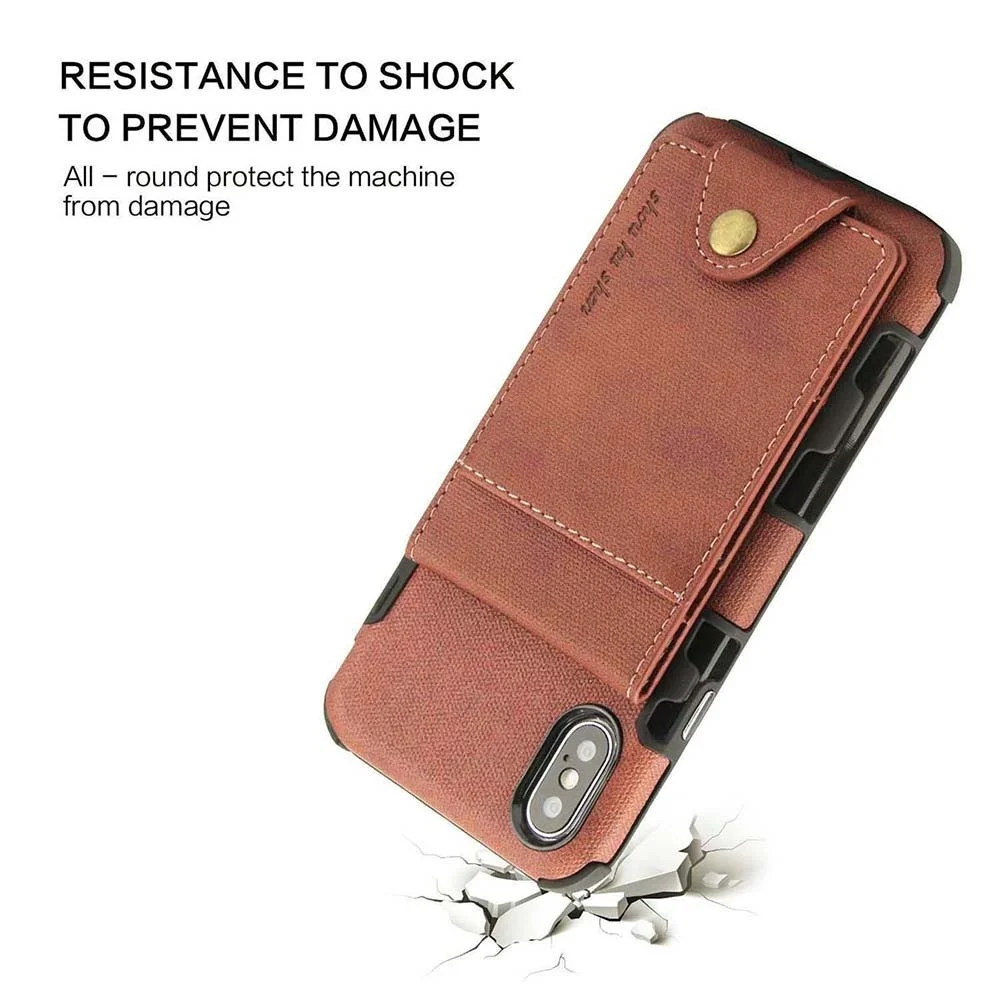 Business Canvas Cloth Pattern Wallet with Card Slots Retro Case For iphone XR XS Max Plus X 10 7 8 plus 6s 6 |
