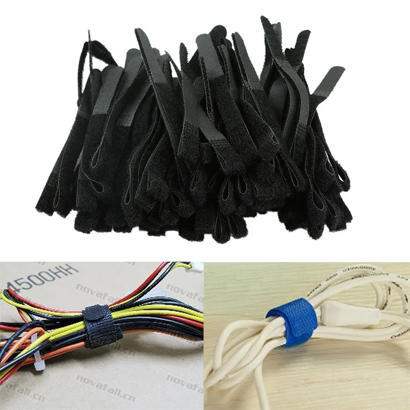100pcs Self Adhesive Cable Cord Tie Sticky Backed Tape Winder Wire Tidy Organizer Holder Strap Hook Loop | Обустройство дома