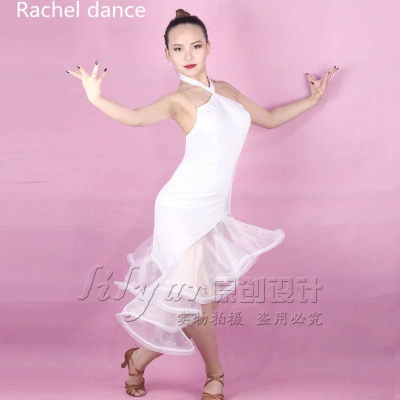 Женское платье для латинских танцев с открытой спиной из полиэстера сальсы самбы