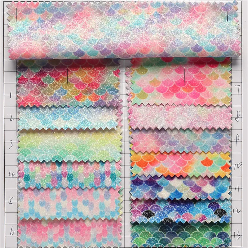 Ткань из искусственной кожи с рисунком в виде рыбьей чешуи А4 Высококачественная