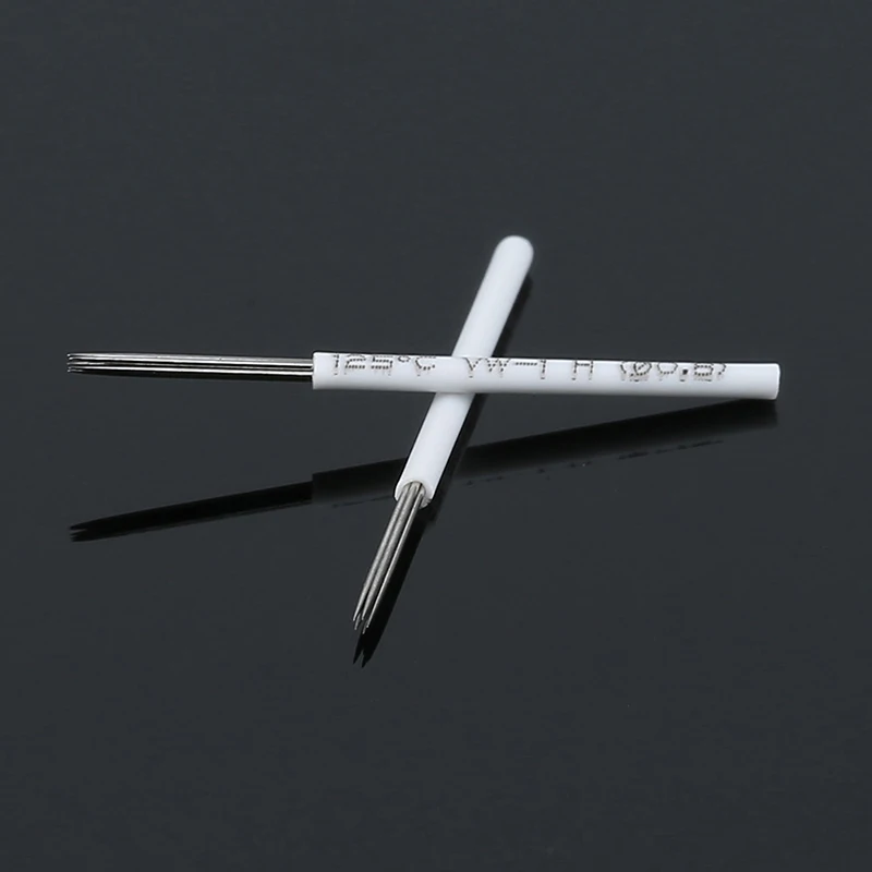 

200 pcs r5 Bevel Pin for Manual Microblading Pen Permanent Makeup Fog Needles 3D Eyebrow White Round Tattoo Microblades Eyebrow