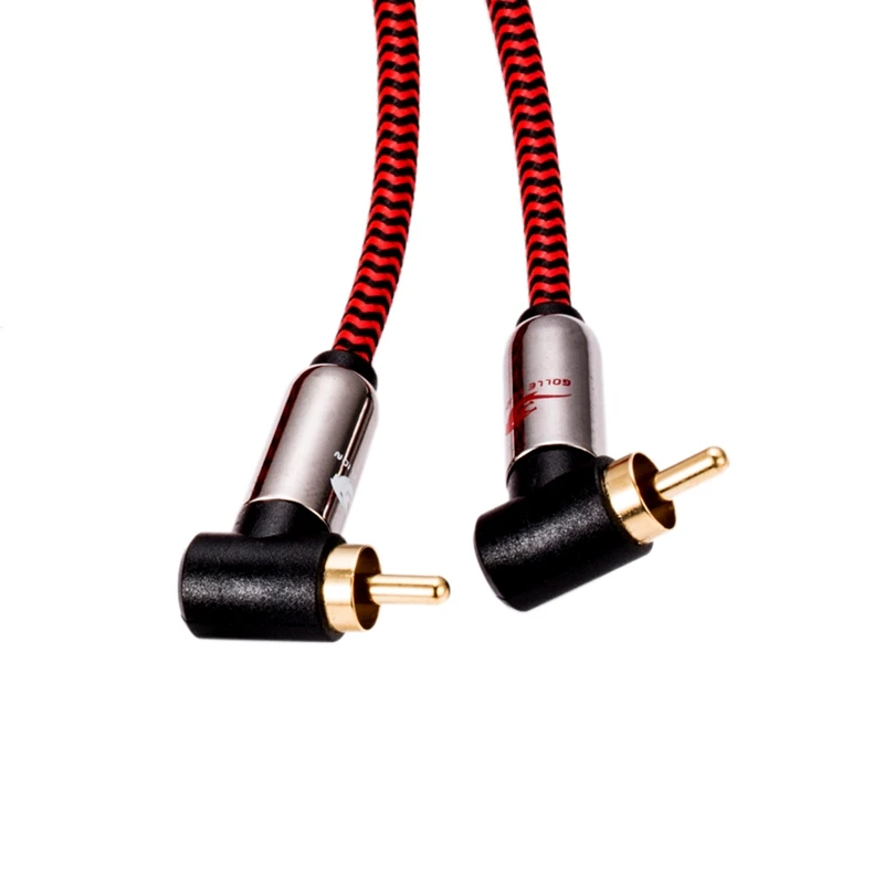 Фото Hifi Двойной RCA кабель 2 угол RCA к 2 прямой RCA TV VCD усилители домашние динамик аудио экранированный кабель 1 м 1,5 3 5 8 15 №3