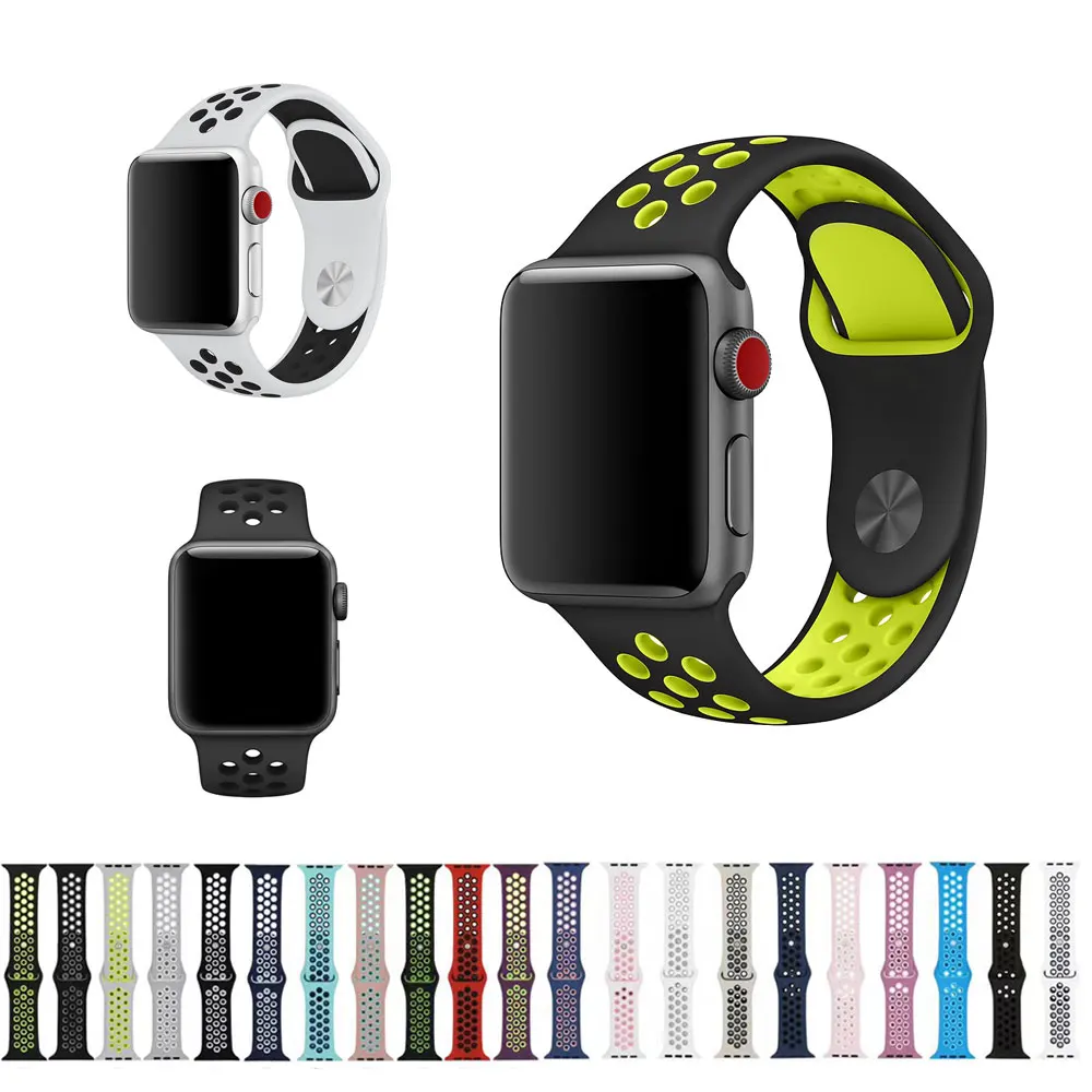 20 видов цветов спортивный ремешок для Apple Watch 44 мм 40 38 42 сменный iWatch Band Series 4 3 2 1|strap