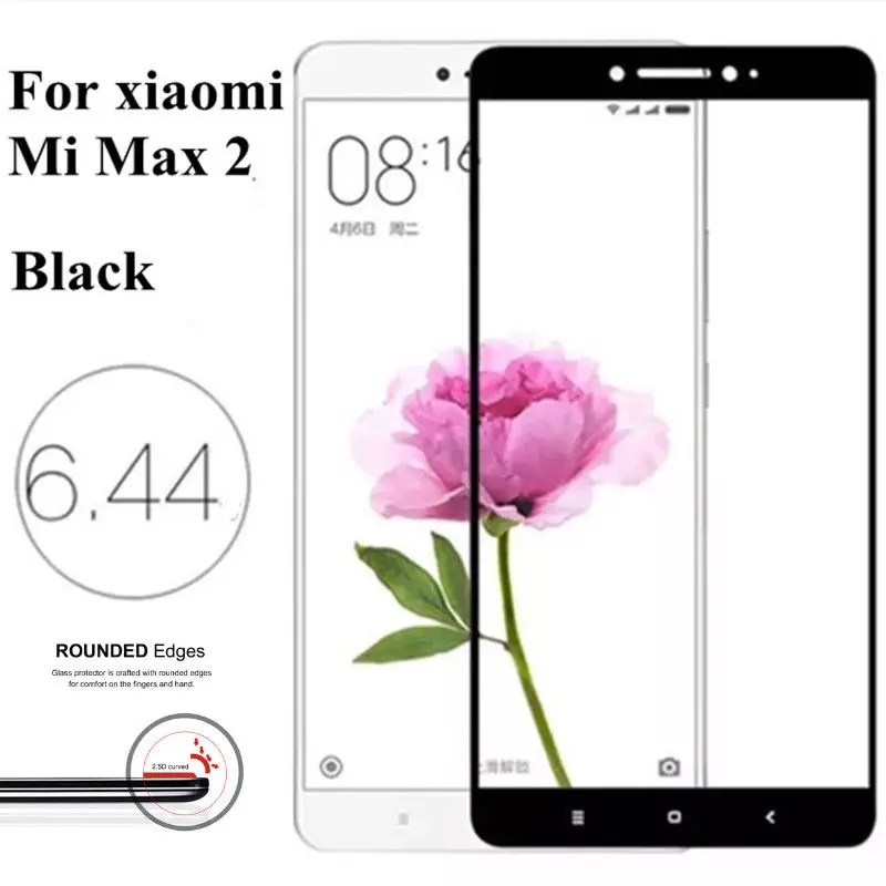 100 шт. Для Сяо Mi Max2 закаленное Стекло протектор полный охват защитный 2.5D