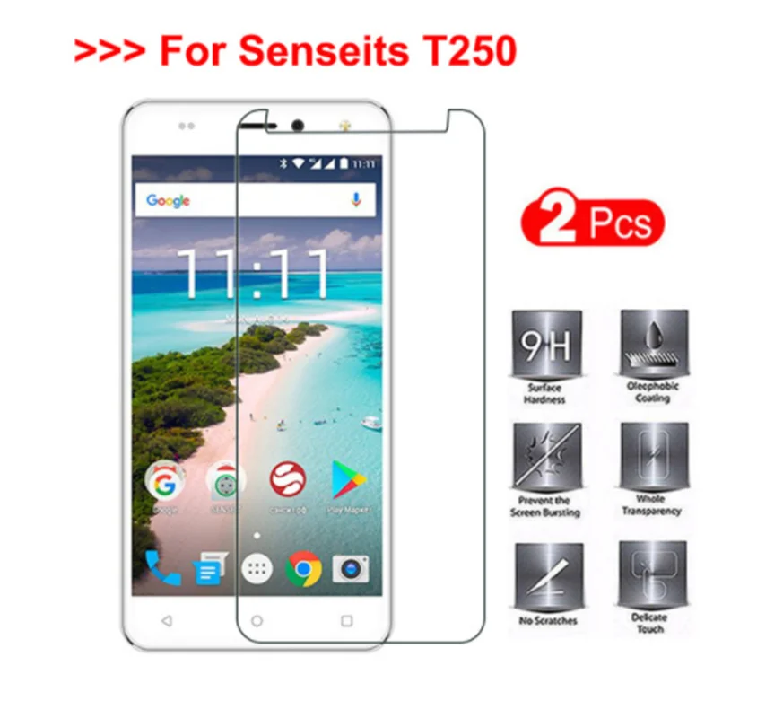 

2 шт смартфон закаленное стекло 9H Взрывозащищенная защитная пленка для экрана протектор мобильного телефона для Senseit T250