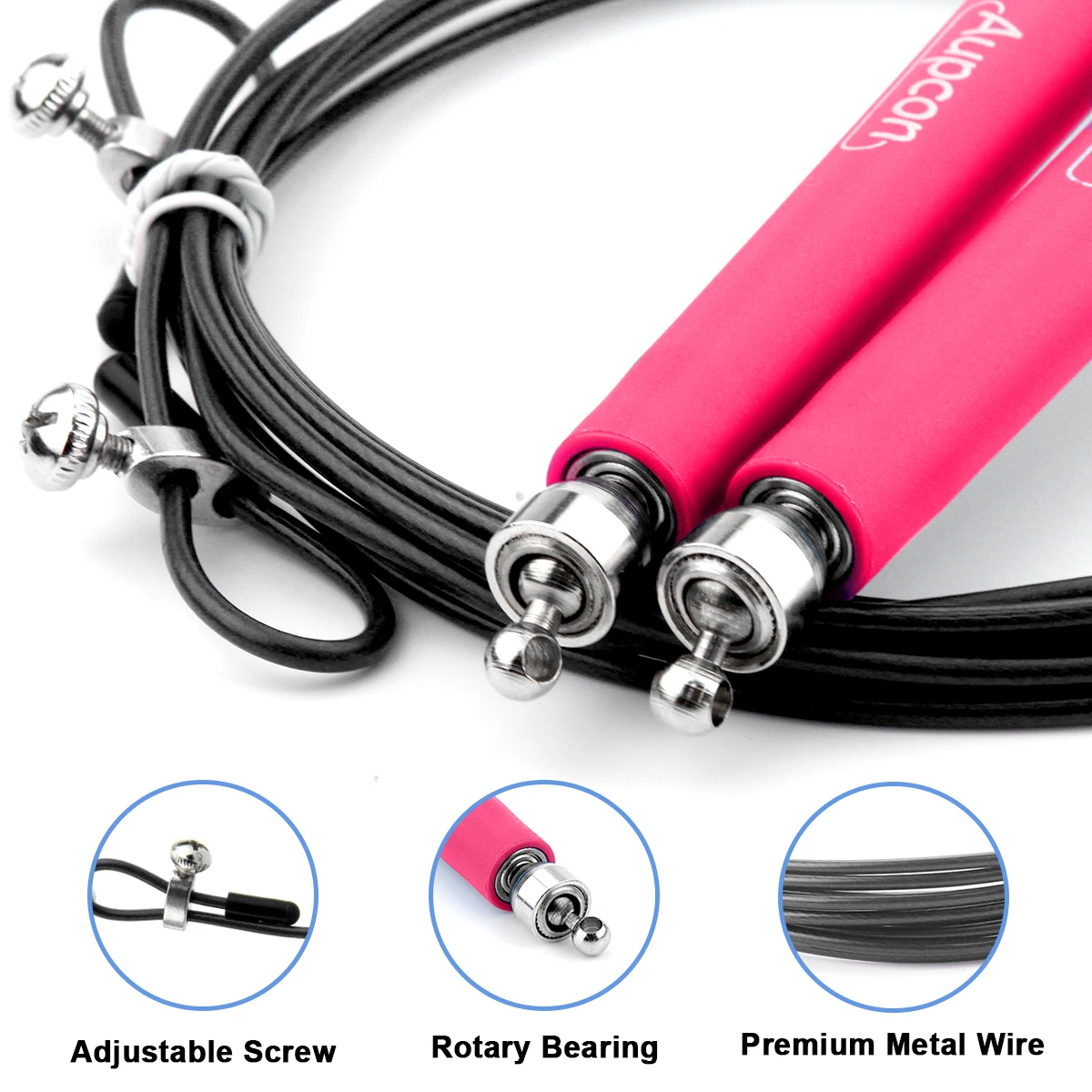 AUPCON Speed Jump Rope Adjustable Skipping Rope 360-degree Swivel Metal Ball Bearing Cable Fitness Exercise Sport Jump Ropes
