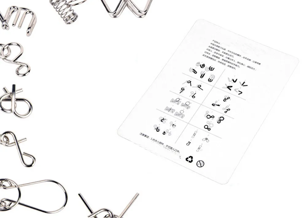 8 шт./лот различные узоры 3D блокировка металлическая головоломка IQ Wire игра для