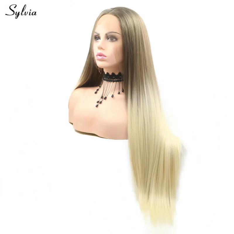 Sylvia коричневый блонд 2 цвета прямые длинные волосы средняя часть ручной работы