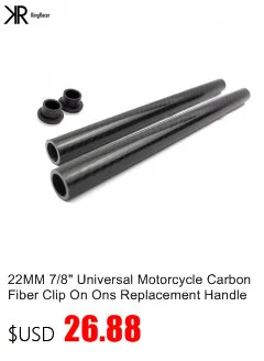 22MM 7/8" Universal Motorcycle Carbon Fiber Clip On Ons Replacement Handle Bar Handlebars Grips Tube 2pcs